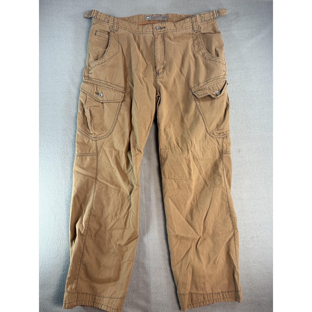 REI Pants Mens 40x32 Brown Regular Fit Canvas‎ Cargo Hiking Workwear Outdoor